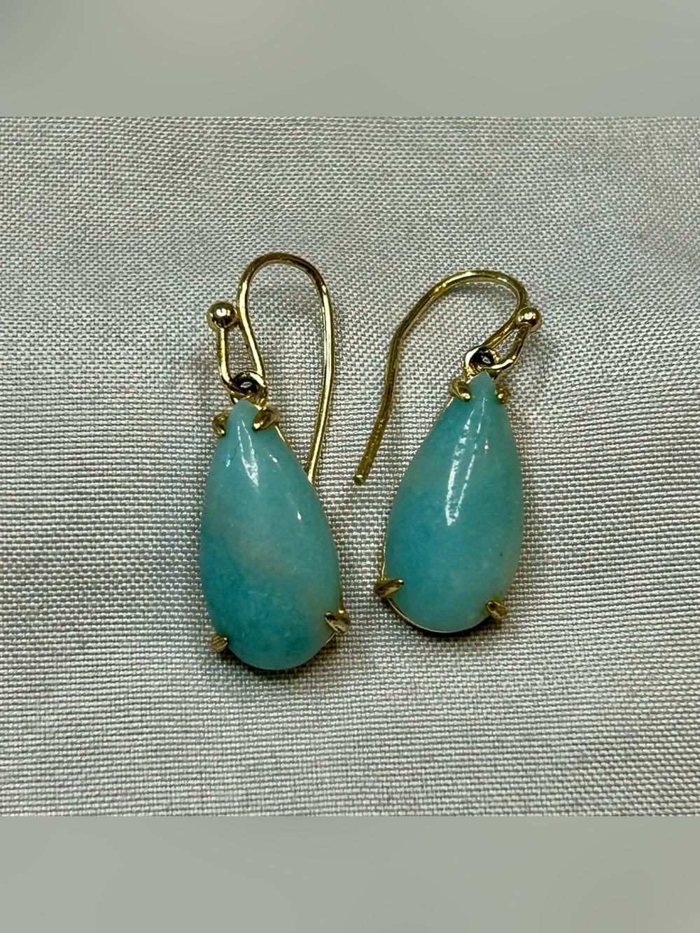 Gold Drop Earrings with Amazonite Gemstones